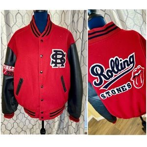 Rolling Stones Red and Black Varsity Jacket